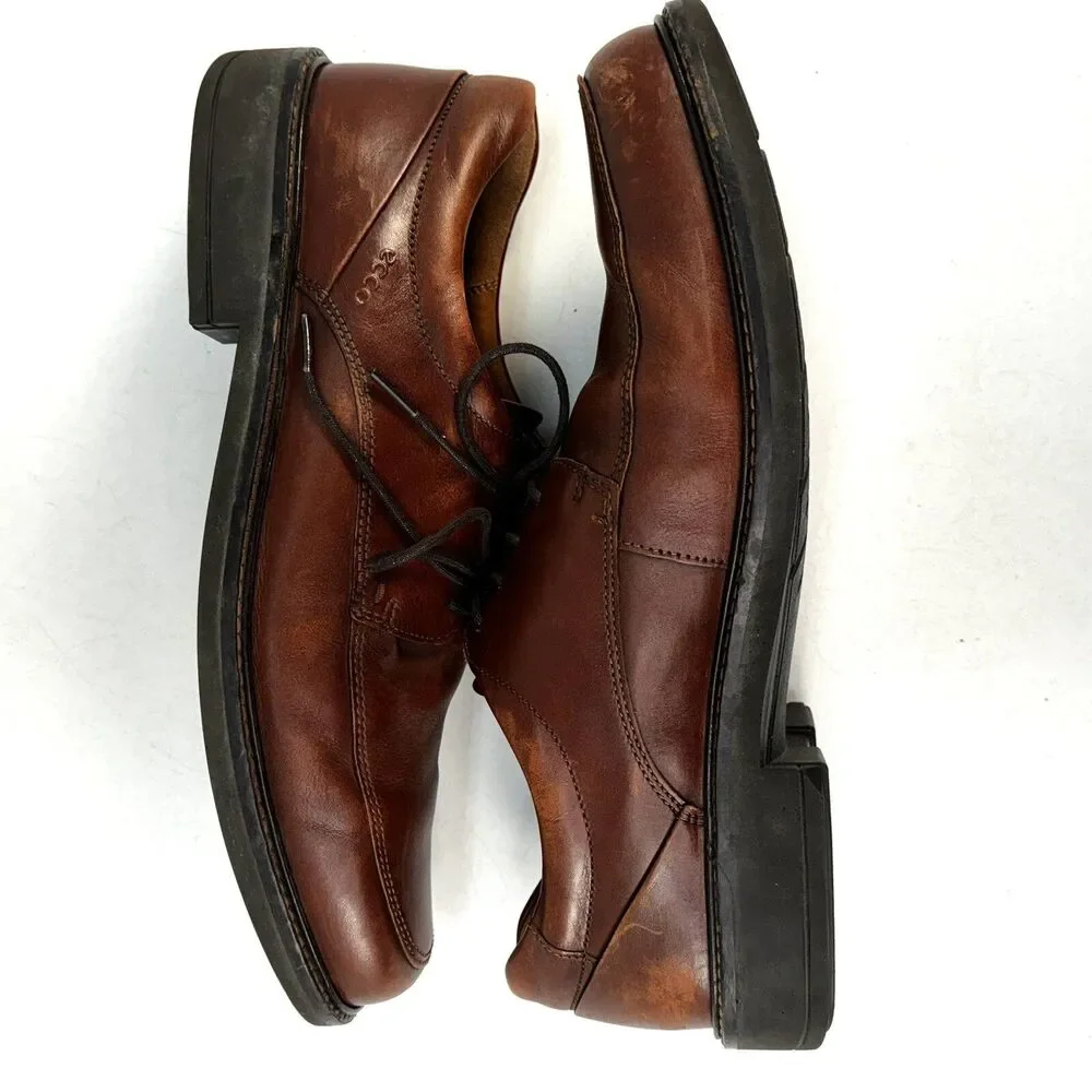 Ecco Holton Apron Shoe Men's Size US 13/EU 46 Toe Derby Dress Brown Leather